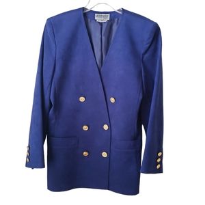 Vintage Ultra Suede Royal Blue Double Breasted Blazer